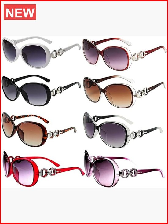 8-Pack Retro Fox Cat Eye Sunglasses Oversized UV400 Unisex Shades main image 6